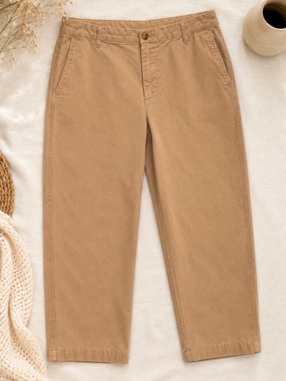J.Crew High-Rise Girlfriend Chino Pants | Beige Khaki Cropped Straight Leg, 16